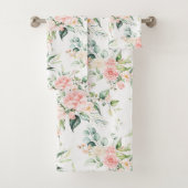 Weichpastellmuster in Rosa Rose Blume Badhandtuch Set (Insitu)