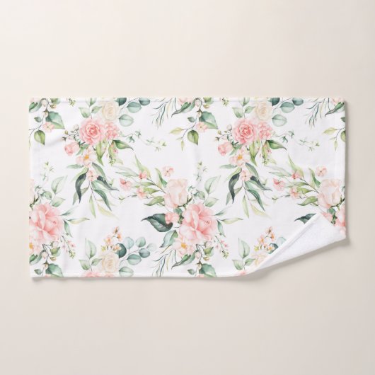 Weichpastellmuster in Rosa Rose Blume Badhandtuch Set (Handtuch)