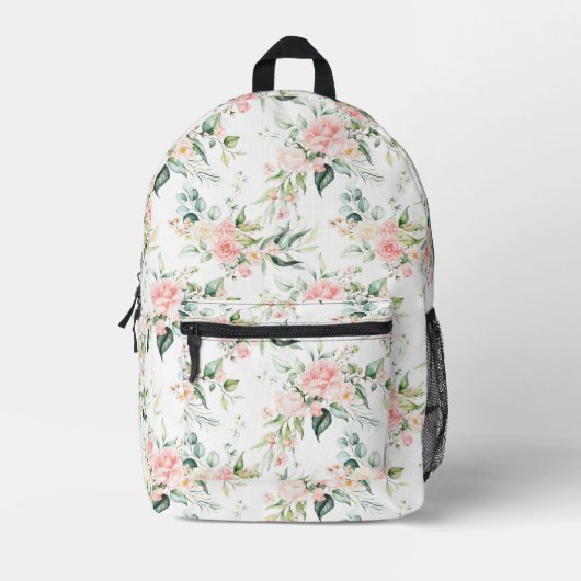 Weichpastellmuster in Rosa Rose Blume Bedruckter Rucksack (Vorderseite)