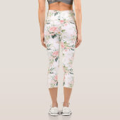 Weichpastellmuster in Rosa Rose Blume Capri Leggings (Rückseite)