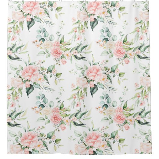 Weichpastellmuster in Rosa Rose Blume Duschvorhang (Vorderseite)
