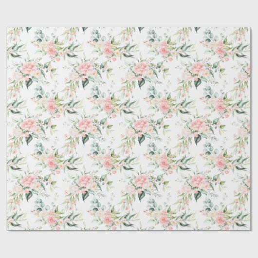 Weichpastellmuster in Rosa Rose Blume Geschenkpapier (Flach)