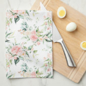 Weichpastellmuster in Rosa Rose Blume Geschirrtuch (Viertel Falte)