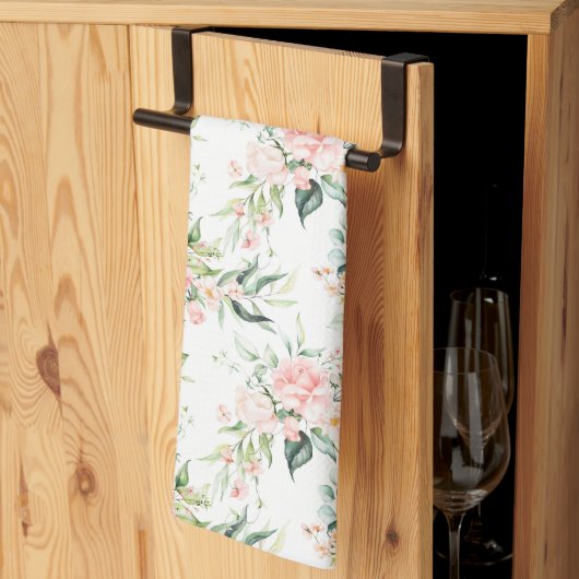 Weichpastellmuster in Rosa Rose Blume Geschirrtuch (Drittel gefaltet)