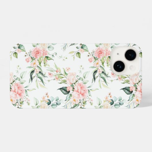 Weichpastellmuster in Rosa Rose Blume iPhone Hülle (Rückseite (Horizontal))