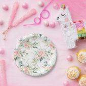 Weichpastellmuster in Rosa Rose Blume Pappteller (Party)