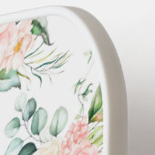 Weichpastellmuster in Rosa Rose Blume Pickleball Schläger (Linke Seite)