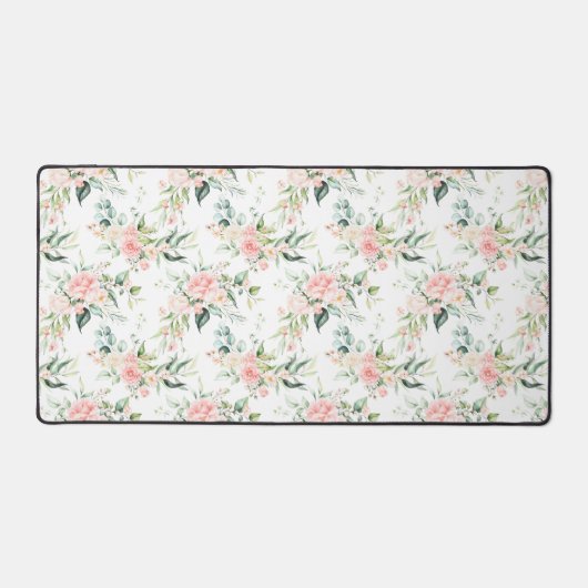 Weichpastellmuster in Rosa Rose Blume Schreibtischunterlage (Vorderseite)