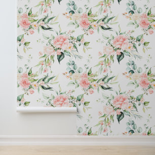 Weichpastellmuster in Rosa Rose Blume Tapete