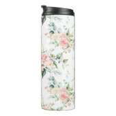 Weichpastellmuster in Rosa Rose Blume Thermosbecher (Nach rechts gedreht)