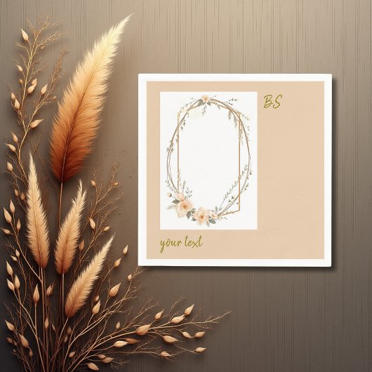 Weichpfirsichton rustikal minimale florale Monogra Serviette