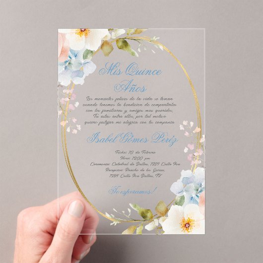 Weichrosa Acrylquinceñera Acryleinladungen (Insitu (Handheld))