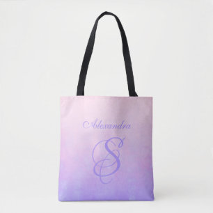 Weichrosa Blaue rustikale Monogramm Tasche