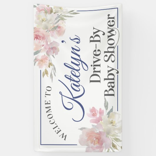 Weichrosa Blume mit Baby-Duschbanner Banner (Vertikal)