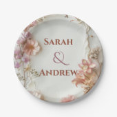 Weichrosa Blume Pappteller (Vorderseite)