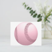 Weichrosa farbener Baseball Postkarte (Stehend Vorderseite)