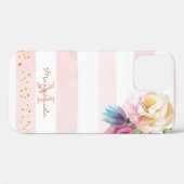 Weichrosa Floral Girl Monogramm Case-Mate iPhone Hülle (Rückseite (Horizontal))