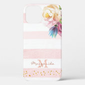 Weichrosa Floral Girl Monogramm Case-Mate iPhone Hülle (Rückseite)