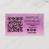 Weichrosa Glitzer Ombre Lash Tech mit QR Code Visitenkarte (Rückseite)