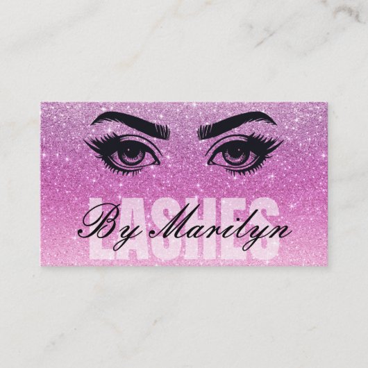 Weichrosa Glitzer Ombre Lash Tech mit QR Code Visitenkarte (Vorderseite)