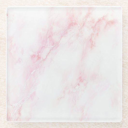 Weichrosa Marmorstruktur Glasuntersetzer (Vorderseite)