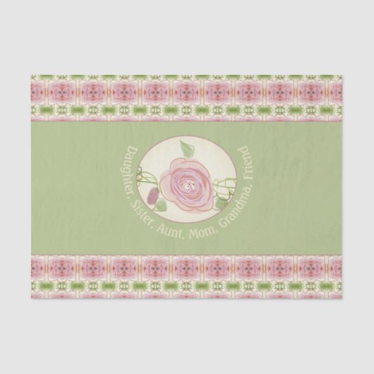 Weichrosa Pastell Gemustert Seidenpapier (Vorderseite)