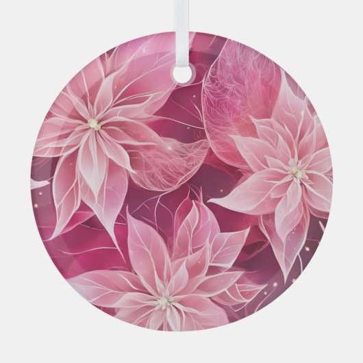 Weichrosa Poinsettia Ornament Aus Glas (Vorderseite)