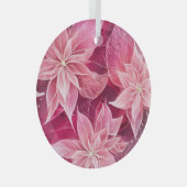 Weichrosa Poinsettia Ornament Aus Glas (Vorderseite Rechts)