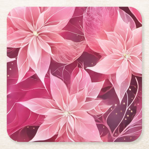 Weichrosa Poinsettia Rechteckiger Pappuntersetzer
