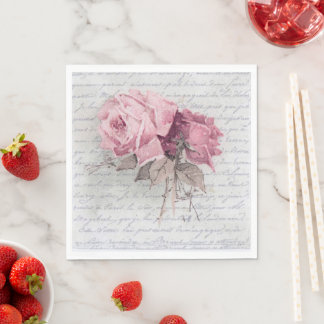 Weichrosa Rose auf benutzerdefiniertem Papier Serviette