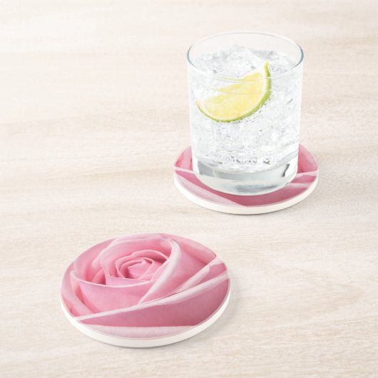 Weichrosa Rose Getränkeuntersetzer (Seite)