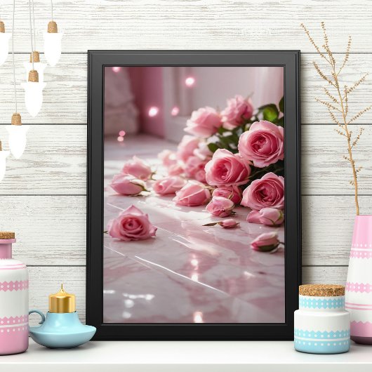 Weichrosa Rosen Poster