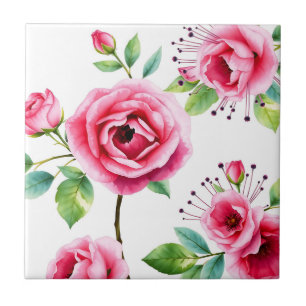 Weichrosa Rosen und Eukalyptus-Blume Fliese