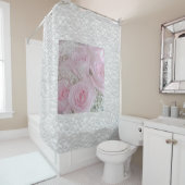 Weichrosa Rosen und Gipskraut Duschvorhang (Beispiel)