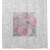 Weichrosa Rosen und Gipskraut Duschvorhang (Vorderseite)