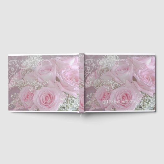 Weichrosa Rosen und Gipskraut Gästebuch (Voll)