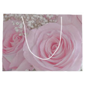 Weichrosa Rosen und Gipskraut Große Geschenktüte (Rückseite)