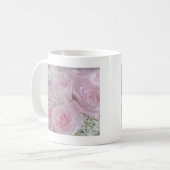 Weichrosa Rosen und Gipskraut Kaffeetasse (Vorderseite Links)