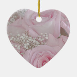 Weichrosa Rosen und Gipskraut Keramik Ornament