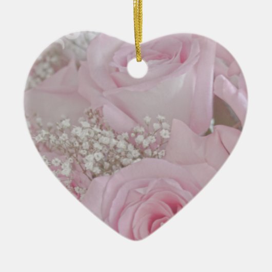 Weichrosa Rosen und Gipskraut Keramik Ornament (Vorne)