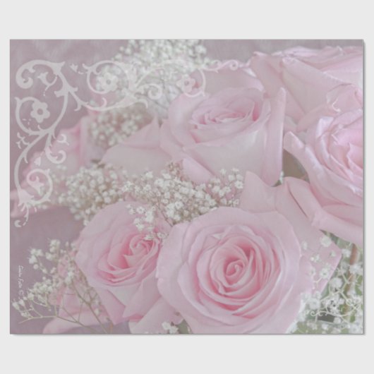 Weichrosa Rosen und Gipskraut-Umschlagpapier Geschenkpapier (Flach)