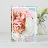 Weichrosa und weiße Rosen, nur weil Karte (Stehend Vorderseite)