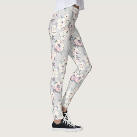 Weichrosa Wasserfarbmuster Leggings (Rechts)