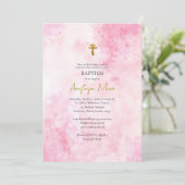 Weichrosa Wolken Orthodoxe Christliche Taufe Einladung (Stehend Vorderseite)
