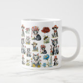 Weichtältige Katzen in Hennen mit Blume und Bienen Jumbo-Tasse (Rechts)