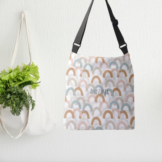 Weichteil-bohischer Regenbogen-Muster Tragetaschen Mit Langen Trägern
