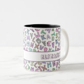 Weichteil-Doodle-Buchstaben Zweifarbige Tasse (VorderseiteRechts)