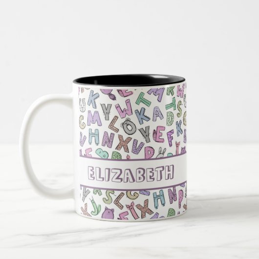 Weichteil-Doodle-Buchstaben Zweifarbige Tasse (Links)