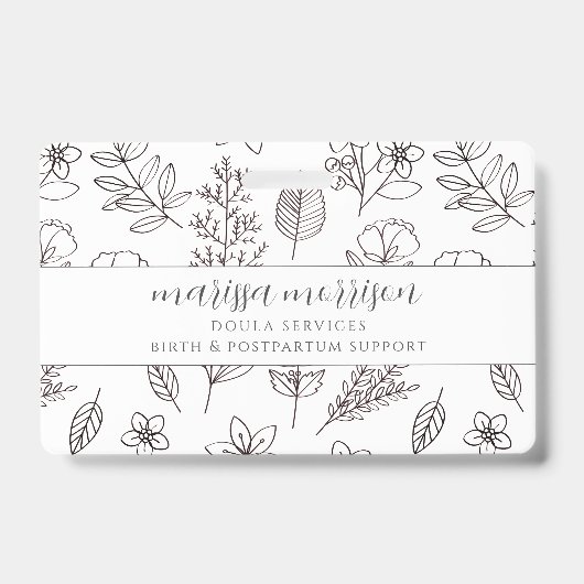 Weichteil gezogene Blüte auf rosa Doula-Abzeichen Ausweis (Vorderseite)