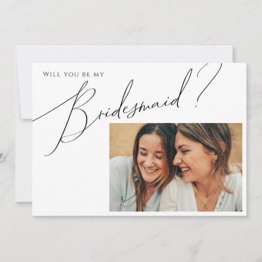 Weichteil minimale Foto Bridesmaid Vorschlag Card Einladung (Vorderseite)